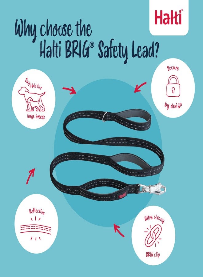 Halti BRIG Safety Dog Leash - Color-Coded Dog Leash with Ultra-Strong Clip, Reflective Stitching, Neoprene Padded Handles and D-Ring, Designed for Large Dogs (Neon Coral, 1.5m Length) - Image 3